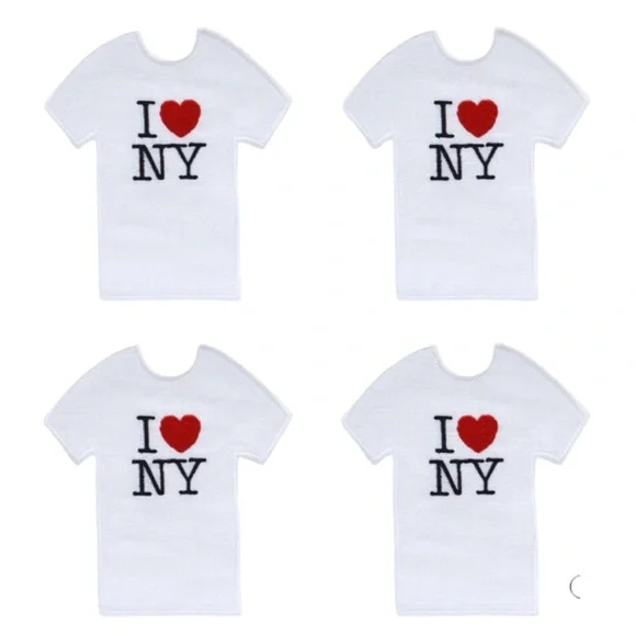 NWT I ❤️ NY T-Shirt Cocktail Napkins Set of 4 100% Linen by Chefanie - Picture 4 of 9